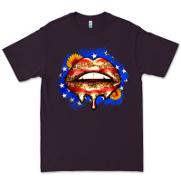 Plum leopard american flag lips Premium Tee - Zillion Design Studio