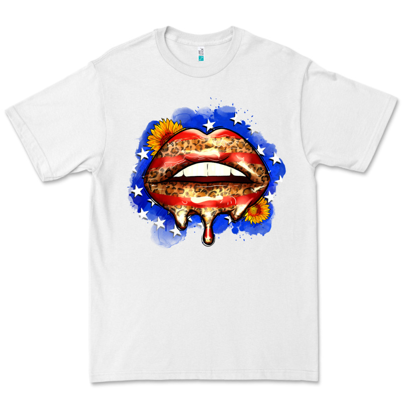 Leopard American Flag Lips Premium Tee by Zillion Design Studio | Teevron