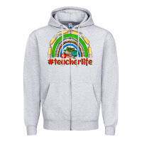 Heather Grey teacher life Zipper Hoodie - NancyCooperArtShop