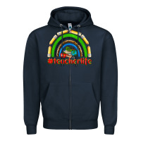 Navy teacher life Zipper Hoodie - NancyCooperArtShop