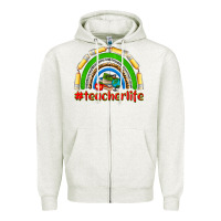 Oatmeal Heather teacher life Zipper Hoodie - NancyCooperArtShop