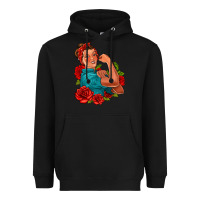 Black hispanic strong woman with roses Heavyweight Hoodie - Jasminsmagicworld