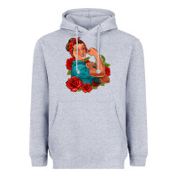 Heather Grey hispanic strong woman with roses Heavyweight Hoodie - Jasminsmagicworld
