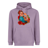 Lavender hispanic strong woman with roses Heavyweight Hoodie - Jasminsmagicworld