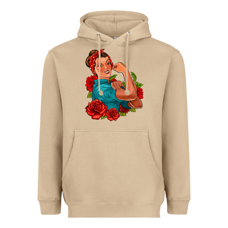 Hispanic Strong Woman With Roses Heavyweight Hoodie by Jasminsmagicworld | Teevron