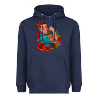 Navy hispanic strong woman with roses Heavyweight Hoodie - Jasminsmagicworld