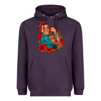 Plum hispanic strong woman with roses Heavyweight Hoodie - Jasminsmagicworld
