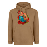 Toasted Coconut hispanic strong woman with roses Heavyweight Hoodie - Jasminsmagicworld