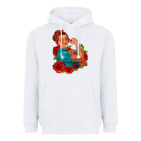 White hispanic strong woman with roses Heavyweight Hoodie - Jasminsmagicworld