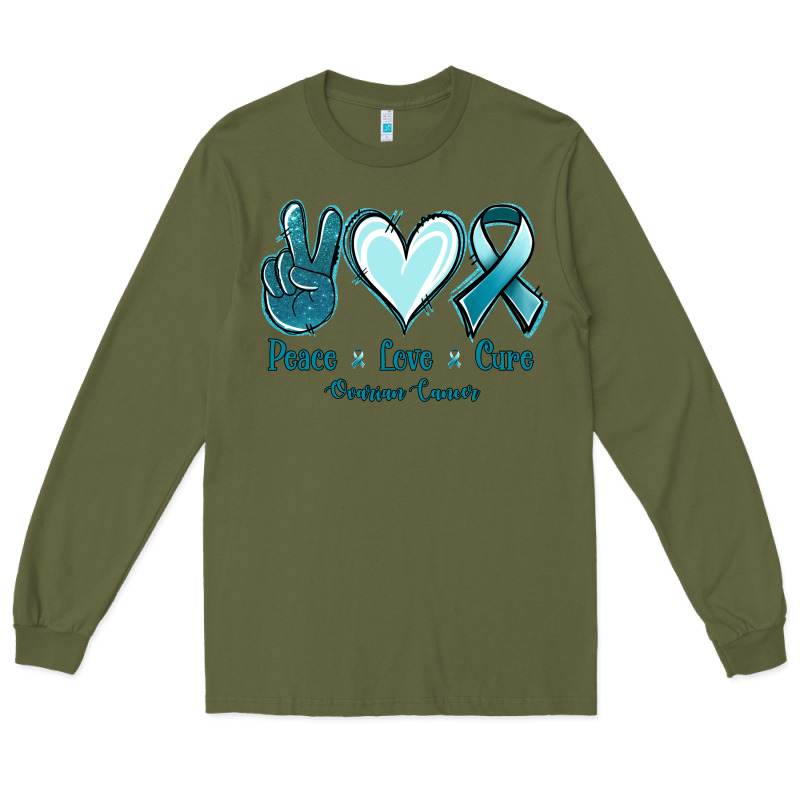 Peace Love Cure Ovarian Cancer Long Sleeve Tee by Jasminsmagicworld | Teevron