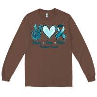 Chestnut Peace Love Cure Ovarian Cancer Long Sleeve Tee - Jasminsmagicworld