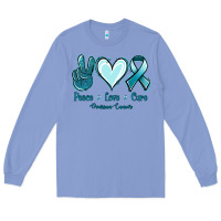 Colony Blue Peace Love Cure Ovarian Cancer Long Sleeve Tee - Jasminsmagicworld