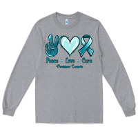 Heather Grey Peace Love Cure Ovarian Cancer Long Sleeve Tee - Jasminsmagicworld