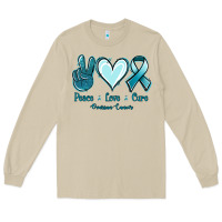 Mushroom Peace Love Cure Ovarian Cancer Long Sleeve Tee - Jasminsmagicworld