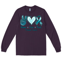 Plum Peace Love Cure Ovarian Cancer Long Sleeve Tee - Jasminsmagicworld