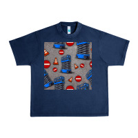 Navy scissor lift seamless pattern Urban Heavy Tee - BundleAndBundleShop