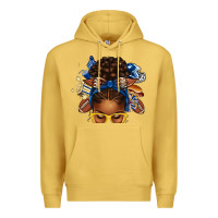 Antique Gold blue and gold american football afro messy bun Premium Hoodie - texasbilliewilder
