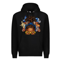 Black blue and gold american football afro messy bun Premium Hoodie - texasbilliewilder