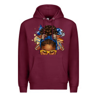 Burgundy blue and gold american football afro messy bun Premium Hoodie - texasbilliewilder