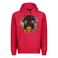 Cardinal blue and gold american football afro messy bun Premium Hoodie - texasbilliewilder