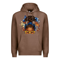 Chestnut blue and gold american football afro messy bun Premium Hoodie - texasbilliewilder