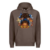 Coffee blue and gold american football afro messy bun Premium Hoodie - texasbilliewilder