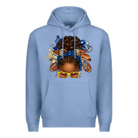 Colony Blue blue and gold american football afro messy bun Premium Hoodie - texasbilliewilder