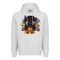 Dove Grey blue and gold american football afro messy bun Premium Hoodie - texasbilliewilder