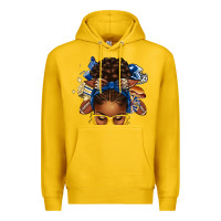 Lemon blue and gold american football afro messy bun Premium Hoodie - texasbilliewilder
