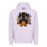 Lilac blue and gold american football afro messy bun Premium Hoodie - texasbilliewilder
