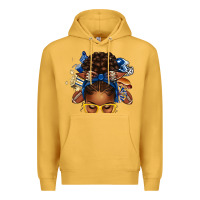 Mustard blue and gold american football afro messy bun Premium Hoodie - texasbilliewilder