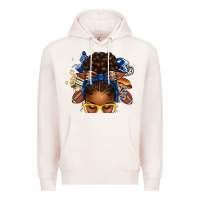 Pale Pink blue and gold american football afro messy bun Premium Hoodie - texasbilliewilder