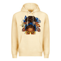 Pina Colada blue and gold american football afro messy bun Premium Hoodie - texasbilliewilder