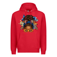 Red blue and gold american football afro messy bun Premium Hoodie - texasbilliewilder