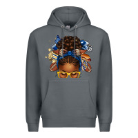 Rock blue and gold american football afro messy bun Premium Hoodie - texasbilliewilder