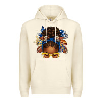 Sandshell blue and gold american football afro messy bun Premium Hoodie - texasbilliewilder
