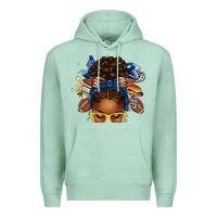 Seafoam blue and gold american football afro messy bun Premium Hoodie - texasbilliewilder