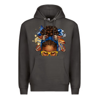 Smoke blue and gold american football afro messy bun Premium Hoodie - texasbilliewilder