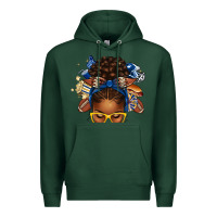 Sports Green blue and gold american football afro messy bun Premium Hoodie - texasbilliewilder