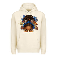 Tofu blue and gold american football afro messy bun Premium Hoodie - texasbilliewilder