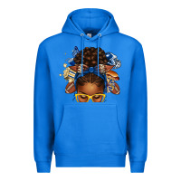 True Royal blue and gold american football afro messy bun Premium Hoodie - texasbilliewilder