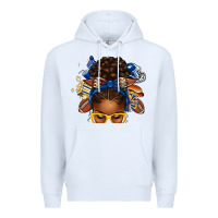 White blue and gold american football afro messy bun Premium Hoodie - texasbilliewilder