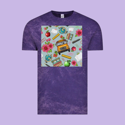 School Bus Back To School Seamless Pattern Vintage Tee Designed By Bundleandbundleshop