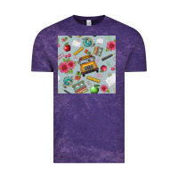 Cloud Purple school bus back to school seamless pattern Vintage Tee - BundleAndBundleShop