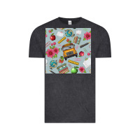 Vintage Black school bus back to school seamless pattern Vintage Tee - BundleAndBundleShop