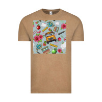 Vintage Coffee school bus back to school seamless pattern Vintage Tee - BundleAndBundleShop