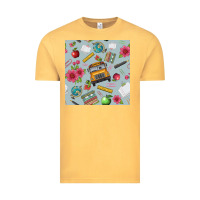 Vintage Mustard school bus back to school seamless pattern Vintage Tee - BundleAndBundleShop