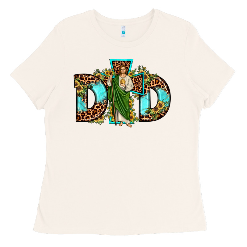Dad San Judas Sunflower Leopard Turquoise Ladies Tee by JahusDesignShop | Teevron