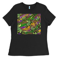 Black mardi gras louisiana crocodile leopard Ladies Tee - RanaPortraitStore
