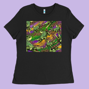 Mardi Gras Louisiana Crocodile Leopard Ladies Tee Designed By Ranaportraitstore